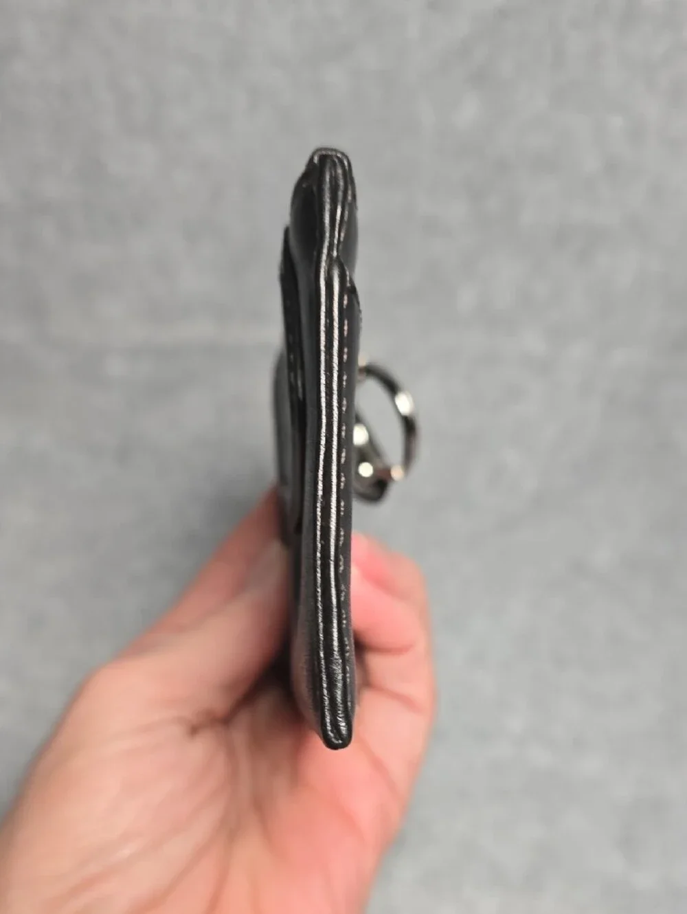 Coach Black Leather Zip Card Holder with Key Ring
